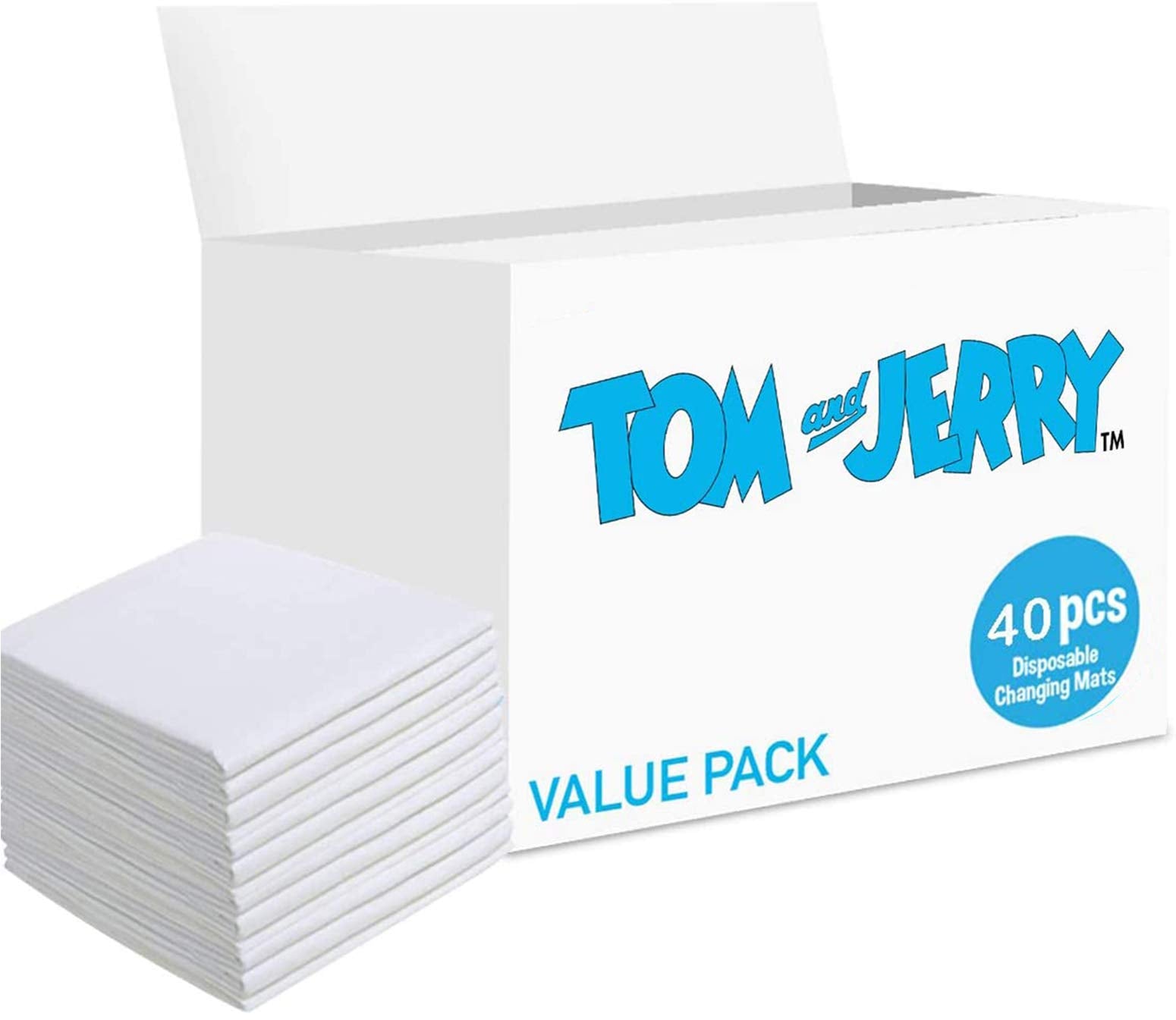 Tom & Jerry Disposable Changing Mats Value Pack 40 Pcs, Nappy Pad, Pet Training Baby Diaper Mat, Pad White توم اند جيري بساط تغيير الحفاضات للاستعمال مرة واحدة عبوة اقتصادية من 40 قطعة، وسادة حفاضات، بساط حفاضات لتدريب الحيوانات الاليفة، وسادة بيضاء Tom & Jerry Disposable Changing Mats Value Pack 40 Pcs, Nappy Pad, Pet Training Baby Diaper Mat, Pad White توم اند جيري بساط تغيير الحفاضات للاستعمال مرة واحدة عبوة اقتصادية من 40 قطعة، وسادة حفاضات، بساط حفاضات لتدريب الحيوانات الاليفة، وسادة بيضاء